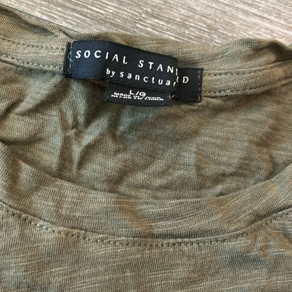 EUC Social Sanctuary Olive Green T Shirt Size Large